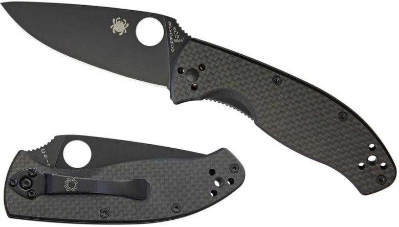 Складной нож Spyderco, серия Tenacious, Black Carbon Fiber Handles, 8Cr13MoV, Black Blade, Plain, арт. C122CFBBKP