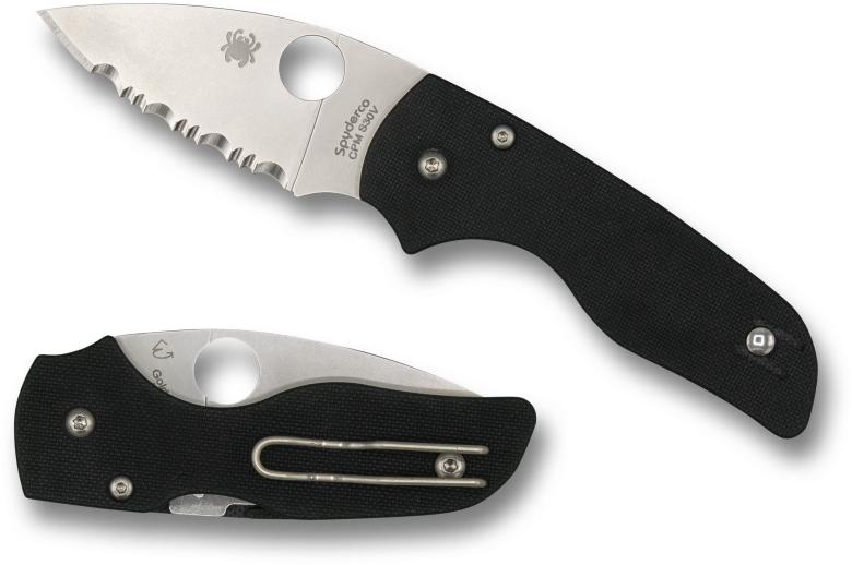 Складной нож Spyderco, серия Native Lil', Black G-10 Handles, CPM S30V, Full Serrated, арт. C230GS