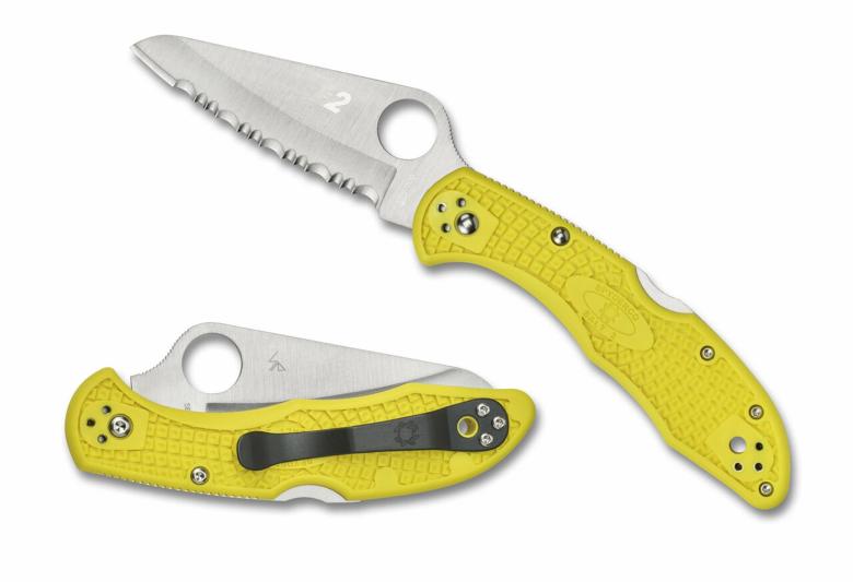 Складной нож Spyderco, серия Salt 2, Yellow FRN Handles, H2, Full Serrated, арт. C88SYL2