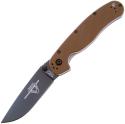 Складной нож Ontario, серия RAT 2 AUS-8, Coyote Brown, черное лезвие, арт. O8861CB