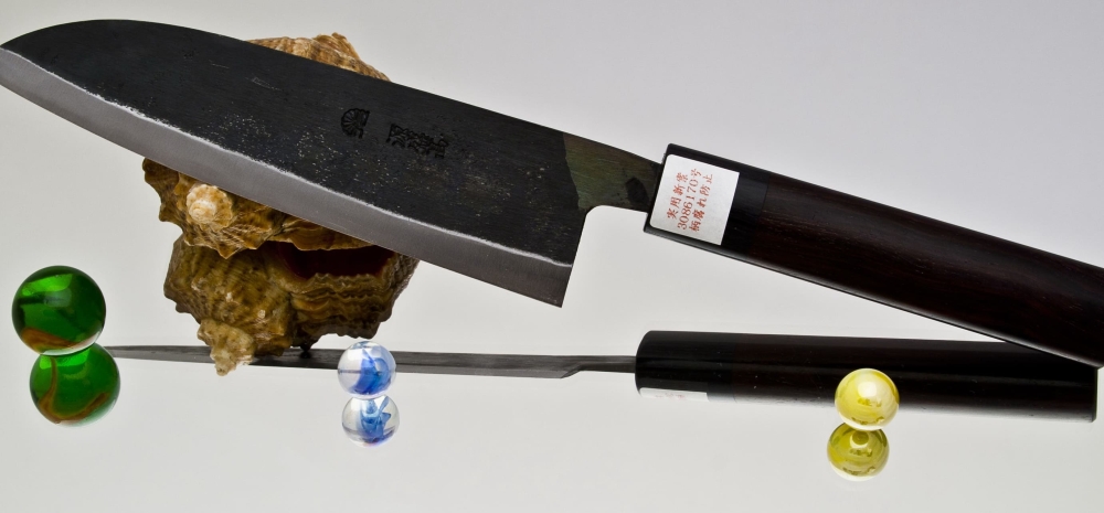 Кухонный нож Moritaka, серия Aogami #2, Santoku 185мм, арт. ES-185