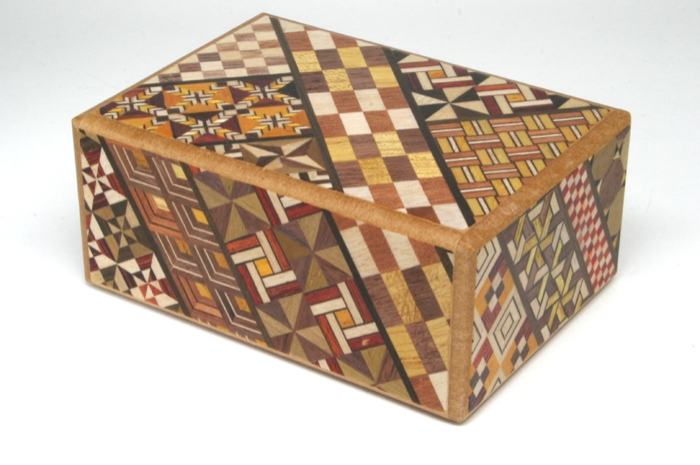 Японская коробка с секретом (Japan Puzzle Box) Yosegi 120x85X50мм, 7 шагов, арт. NSZ-PB-005