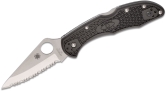 Складной нож Spyderco, серия Delica 4, Black FRN Handle, VG-10, Full Serrated, арт. C11SBK