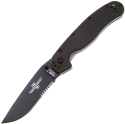 Складной нож Ontario, серия RAT 1 AUS-8, Black, черное лезвие, серрейтор, арт. O8847