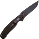Складной нож Ontario, серия RAT 1 AUS-8, Black, черное лезвие, серрейтор, арт. O8847