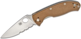 Складной нож Spyderco, серия Tenacious, Brown G-10 Handles, 8Cr13MoV, Part Serrated, арт. C122GPSBN