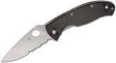 Складной нож Spyderco, серия Tenacious, Black Carbon Fiber Handles, 8Cr13MoV, Part Serrated, арт. C122CFPS