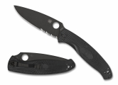 Складной нож Spyderco, серия Resilience, Black FRN Handle, 8Cr13Mov, Black Blade, Part Serrated, арт. C142PSBBK