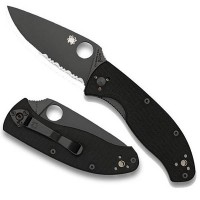   Spyderco Tenacious, Black G10 Handle, Black Blade, Part Serrated -       Vip Horeca