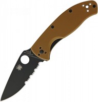  Spyderco Tenacious, Brown G10 Handle, Black Blade, Part Serrated -       Vip Horeca
