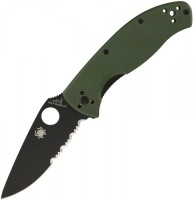   Spyderco Tenacious, Green G10, Black Blade, Part Serrated -       Vip Horeca