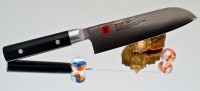 Кухонный нож Kasumi Damasc Santoku (mini) 130mm - Интернет магазин Японских кухонных туристических ножей Vip Horeca