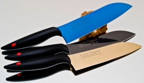 Кухонный нож Kasumi, серия Titan, Santoku 180мм, Blue, арт. 22018/B - Магазин Японских кухонных туристических ножей VIP-HoReCa