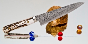 Кухонный нож Mr. Itou (Hiroo Itou), Stag Handle (Рог оленя), R2, Petty 140мм, арт. Mi-Pe9 - Магазин Японских кухонных туристических ножей VIP-HoReCa