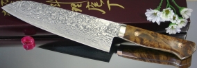 Кухонный нож Mr. Itou (Hiroo Itou), Maple Burl Handle (Кап клена), R2, Santoku 180мм, арт. Mi-Sa93 - Магазин Японских кухонных туристических ножей VIP-HoReCa