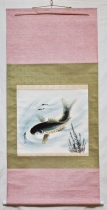 Japanese hanging scroll. Carp & shrimp. Винтажный свиток Карп (Япония 1940-1960гг.), арт. s-s1 - Магазин Японских кухонных туристических ножей VIP-HoReCa