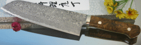 Кухонный нож Mr. Itou (Hiroo Itou), Maple Burl Handle (Кап клена), R2, Santoku 185мм, арт. Mi-Sa83 - Магазин Японских кухонных туристических ножей VIP-HoReCa