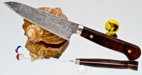 Кухонный нож Mr. Itou (Hiroo Itou), Iron wood Handle (Железное дерево), R2, Petty 145мм, арт. Mi-Pe15 - Магазин Японских кухонных туристических ножей VIP-HoReCa