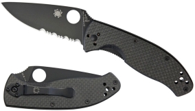 Складной нож Spyderco, серия Tenacious, Black Carbon Fiber Handles, 8Cr13MoV, Black Blade, Part Serrated, арт. C122CFBBKPS - Магазин Японских кухонных туристических ножей VIP-HoReCa