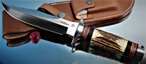 Нож с фиксированным клинком Hattori 傘 SAN Limited Edition, S.O.G. Bowie Knife, Stag handle (сер. № 8/10), AUS-8, 160мм, арт. SAN-3 - Магазин Японских кухонных туристических ножей VIP-HoReCa