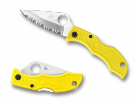 Складной нож Spyderco, серия Ladybug 3, Yellow FRN Handles, H1, Full Serrated, арт. LYLS3 - Магазин Японских кухонных туристических ножей VIP-HoReCa