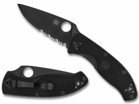 Складной нож Spyderco, серия Tenacious, Black FRN Handles, 8Cr13MoV, Black Blade, Part Serrated, арт. C122PSBBK - Магазин Японских кухонных туристических ножей VIP-HoReCa