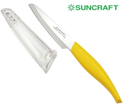 Кухонный нож Suncraft Petty 95мм (желтый) с чехлом, арт. FC-101 - Магазин Японских кухонных туристических ножей VIP-HoReCa