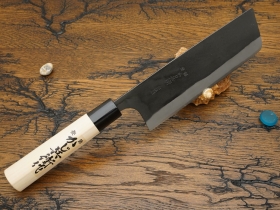 Кухонный нож Kajibee, серия Shirogami Kurouchi, Nakiri 165мм, арт. KJB-W2-NK-165 - Магазин Японских кухонных туристических ножей VIP-HoReCa