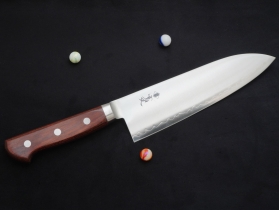 Кухонный нож Sanetu, серия HAP40 (европейская ручка), Brown, Santoku 180мм, арт. KJU-HAP40-ST-180-W-BR - Магазин Японских кухонных туристических ножей VIP-HoReCa