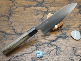 Кухонный нож Sanetu, серия Aogami Super (японская ручка), Gray, Santoku 180мм, арт. KJU-AS-ST-180-JP-GR - Магазин Японских кухонных туристических ножей VIP-HoReCa