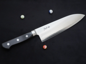 Кухонный нож Sanetu, серия HAP40 (европейская ручка), Black, Santoku 180мм, арт. KJU-HAP40-ST-180-W-BK - Магазин Японских кухонных туристических ножей VIP-HoReCa