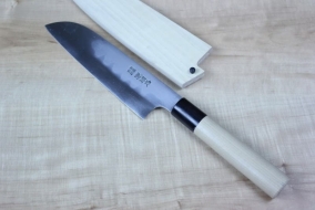 Кухонный нож Mizuno Tanrenjo, серия Akitada_Honyaki DX Aogami#2, Santoku 180мм, арт. MTA_HDX_Sa-180 - Магазин Японских кухонных туристических ножей VIP-HoReCa
