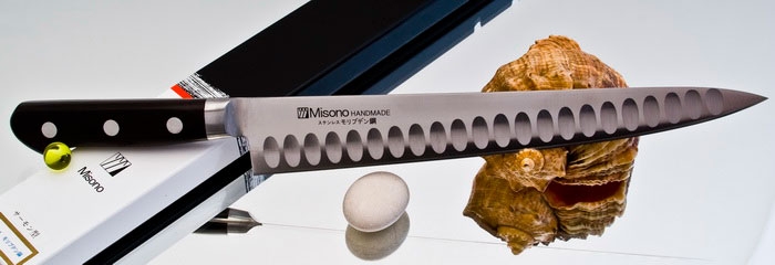 Кухонный нож Misono, серия  Molibden Stee с проточкой, Sujihiki 300мм, арт. MSP526
