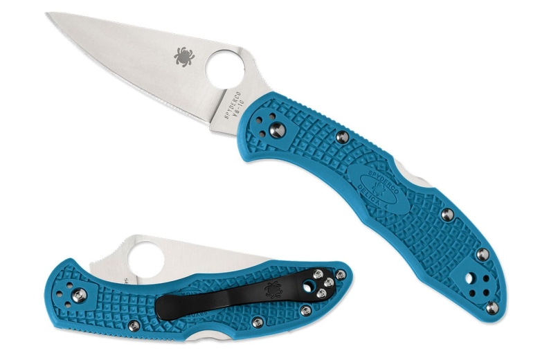 Складной нож Spyderco, серия Delica 4, Flat Ground, Blue FRN Handles, VG-10, Plain, арт. C11FPBL