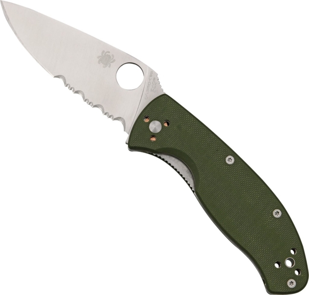 Складной нож Spyderco, серия Tenacious, Green G-10 Handles, 8Cr13MoV, Part Serrated, арт. C122GPSGR