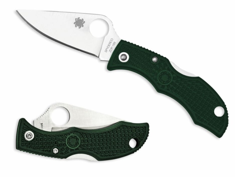 Складной нож Spyderco, серия Ladybug 3, British Racing Green FRN Handles, ZDP-189, Plain, арт. LGRE