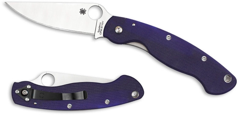 Складной нож Spyderco, серия Military, Dark Blue G-10 Handles, CPM S110V, Plain, арт. C36GPDBL