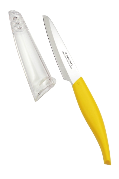 Кухонный нож Suncraft Petty 95мм (желтый) с чехлом, арт. FC-101