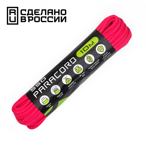 Паракорд Cord 550 (Paracord Cord 550), Neon pink (Розовый неон), 10м., арт. Cord_56869