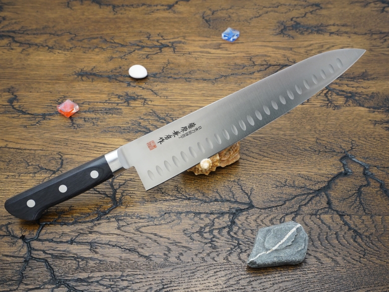 Кухонный нож Fujiwara Kanefusa, серия  FKS с проточкой, Gyuto 300мм, арт. FKS-27